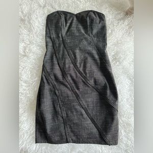 A. Byer form fitting dark gray denim dress